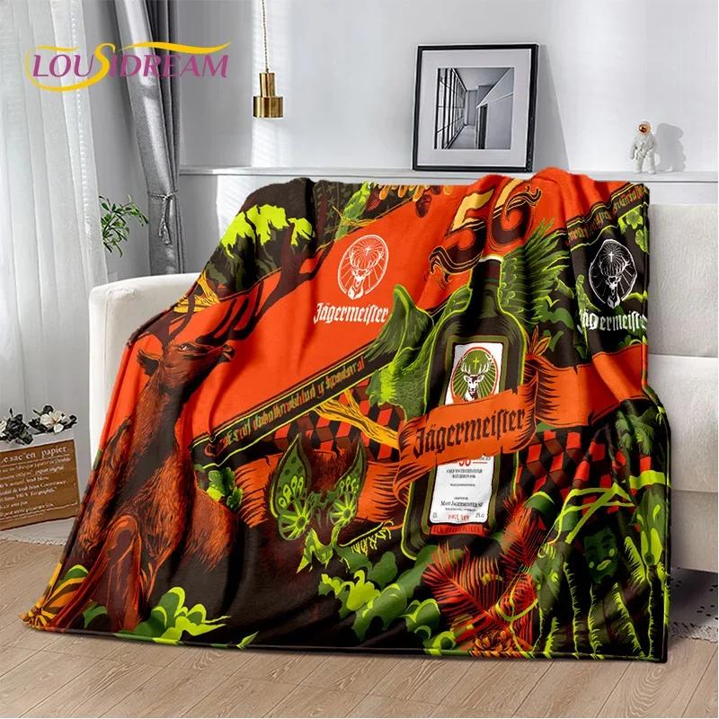 3D German J-Jaegermeister Elk Soft Flannel Blanket for Beds Bedroom Sofa Picnic,Throw Blanket for Cover Outdoors Leisure Gift