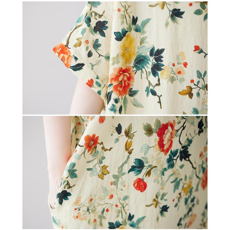 DIMANAF 2025 Летнее платье больших размеров Базовое женское повседневное свободное винтажное новое длинное платье большого размера с цветочным принтом Макси