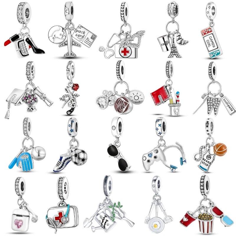 100% Стерлингового Серебра 925 пробы Best Life Розовое Сердце Bluetooth-гарнитура Air Pod Подвеска FItFashionBracelet DIY Изготовление Ювелирных Изделий KJC187