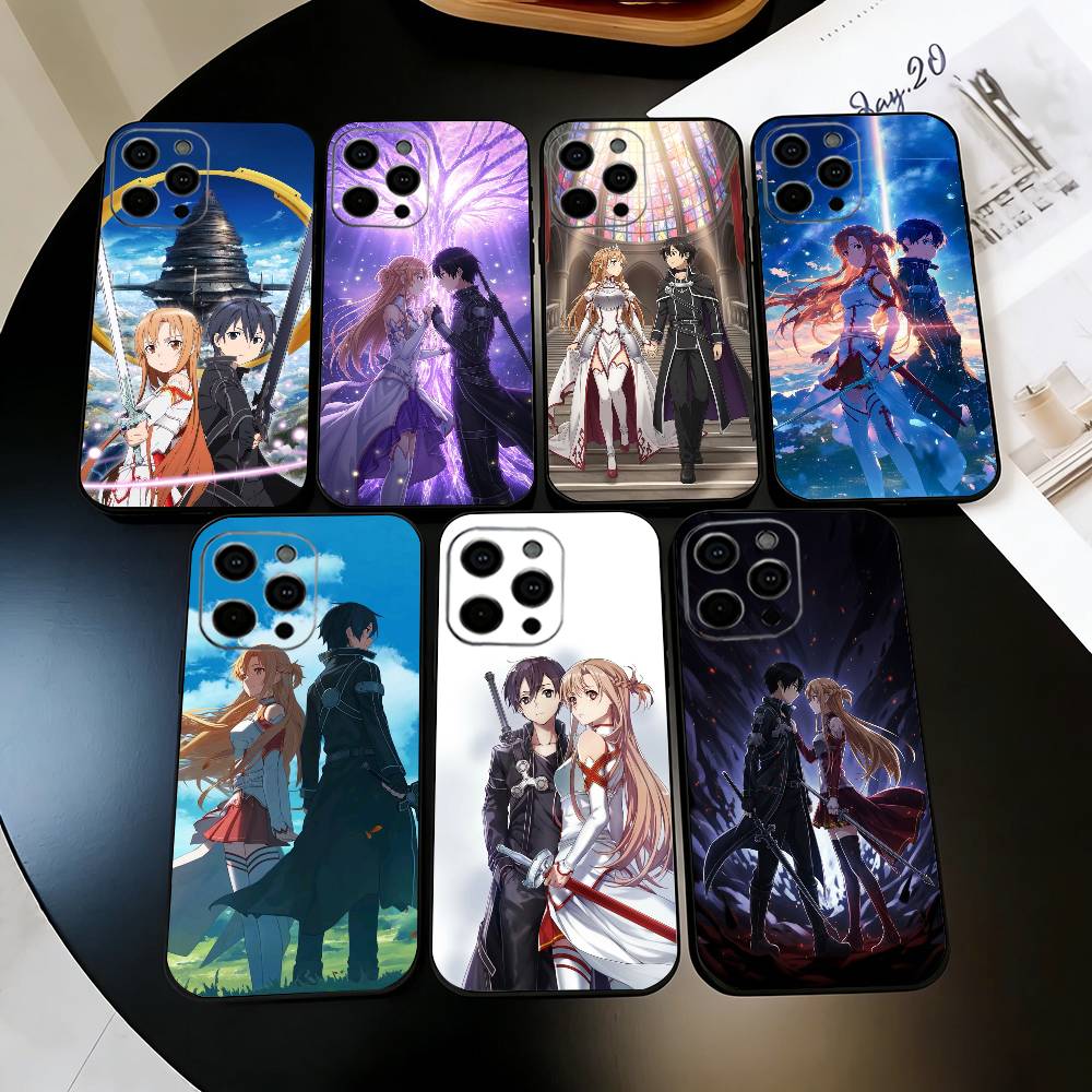 Чехол для телефона ANIME S-Sword Art O-Online-sao Для iPhone 17, 16, 15, 14, 13, 12, 11 Plus, Pro Max, Другие Мягкий Черный Чехол