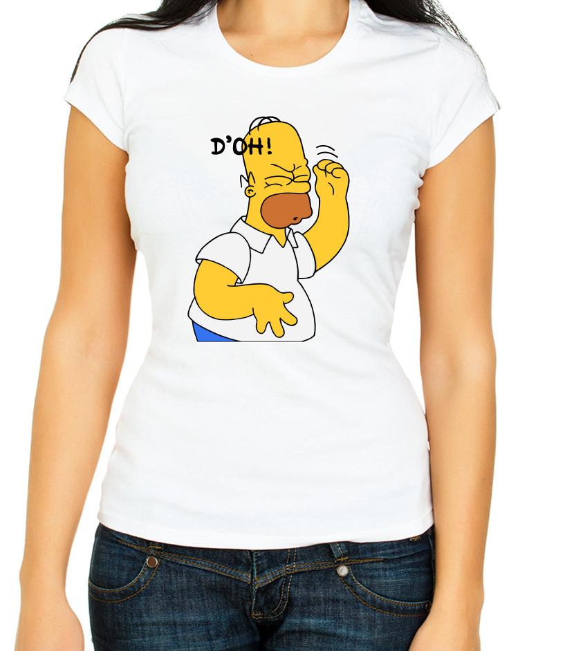 Simpsons Characters Homer Simpson 3/4 Short Sleeve T Shirt Woman G087