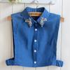 Half-Body Shirt Fake Collar Children'S Spring Versatile Beaded Denim Fake Collar Shirt Collar