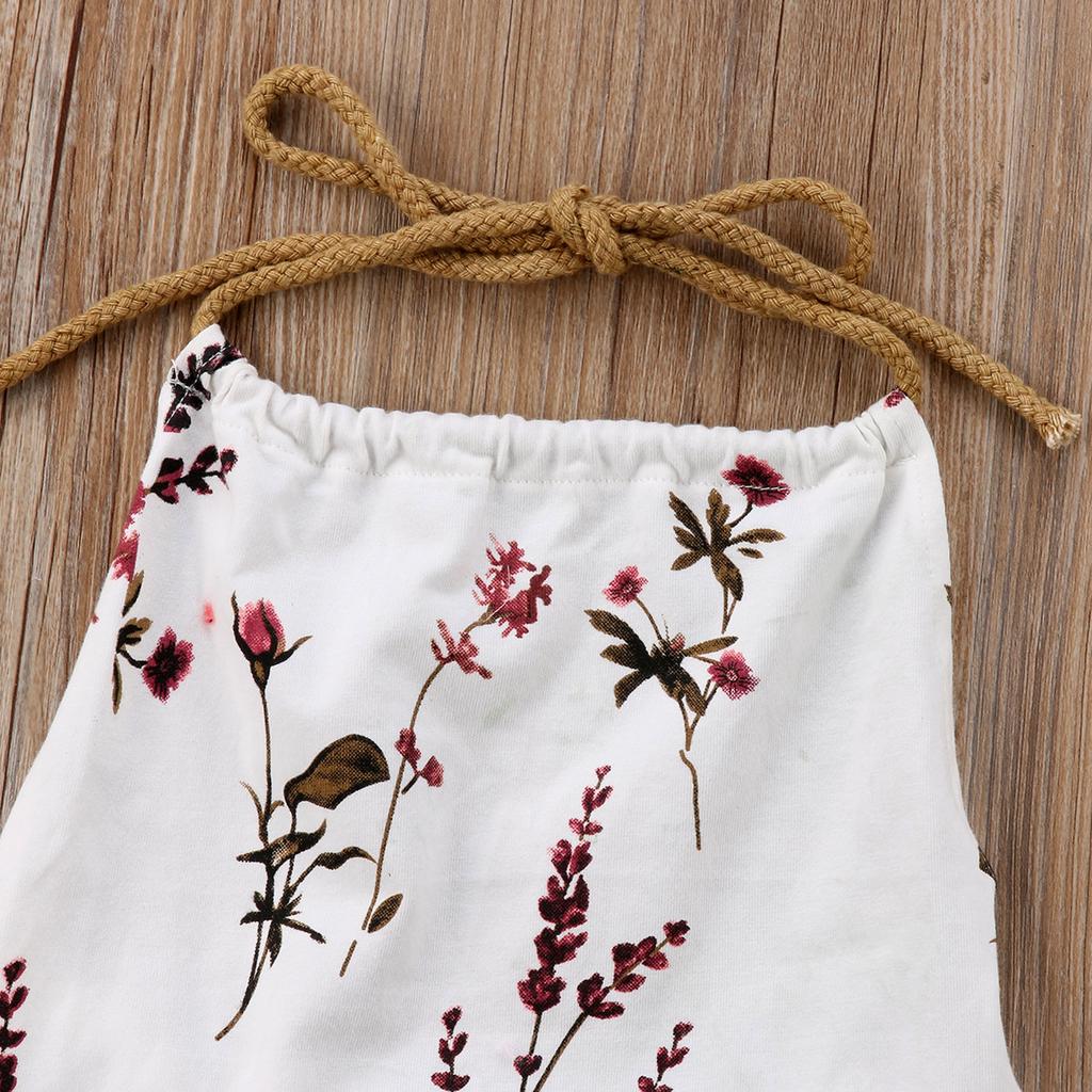 Citgeett Summer Newborn Kids Baby Girl Flower Halter Sleeveless Romper Jumpsuit Playsuit Outfits Floral White Fashion Sunsuit