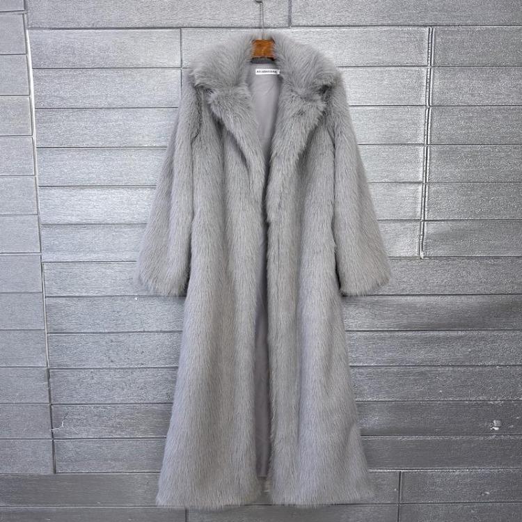 Winter Women Casual Faux Fur Coat Long Jacket Trendy Cardigan Solid Color High End Fashion