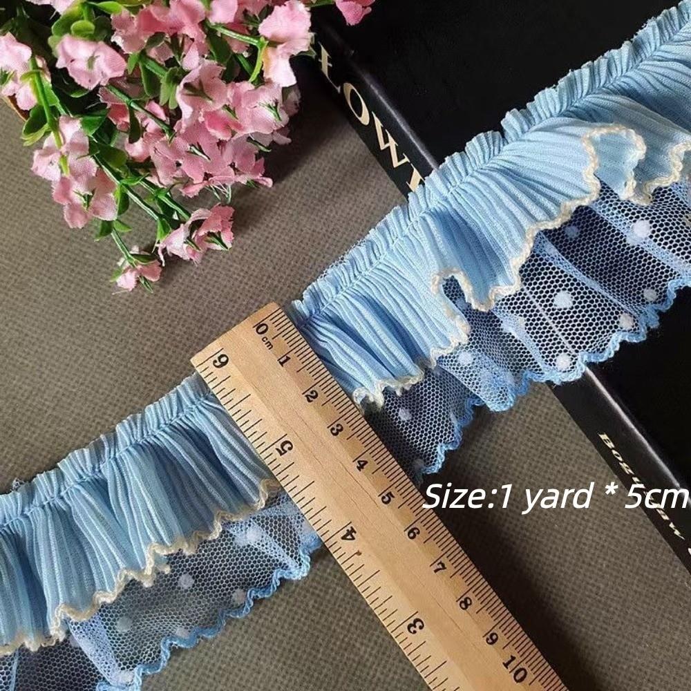 Double Layer Lace Trim Clothing Sewing DIY Pleated Mesh Lace Lolita Dress Sewing