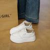 Leather White Shoes Female Inner Height Increase 7CM Small 2025 Spring New Versatile Thick Baseplate Shoes Casual Sports