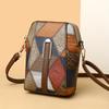 Bohemian Mobile Phone Bag, Retro Mini Crossbody Bag, Colorblock Rhombus Pattern Shoulder Purse