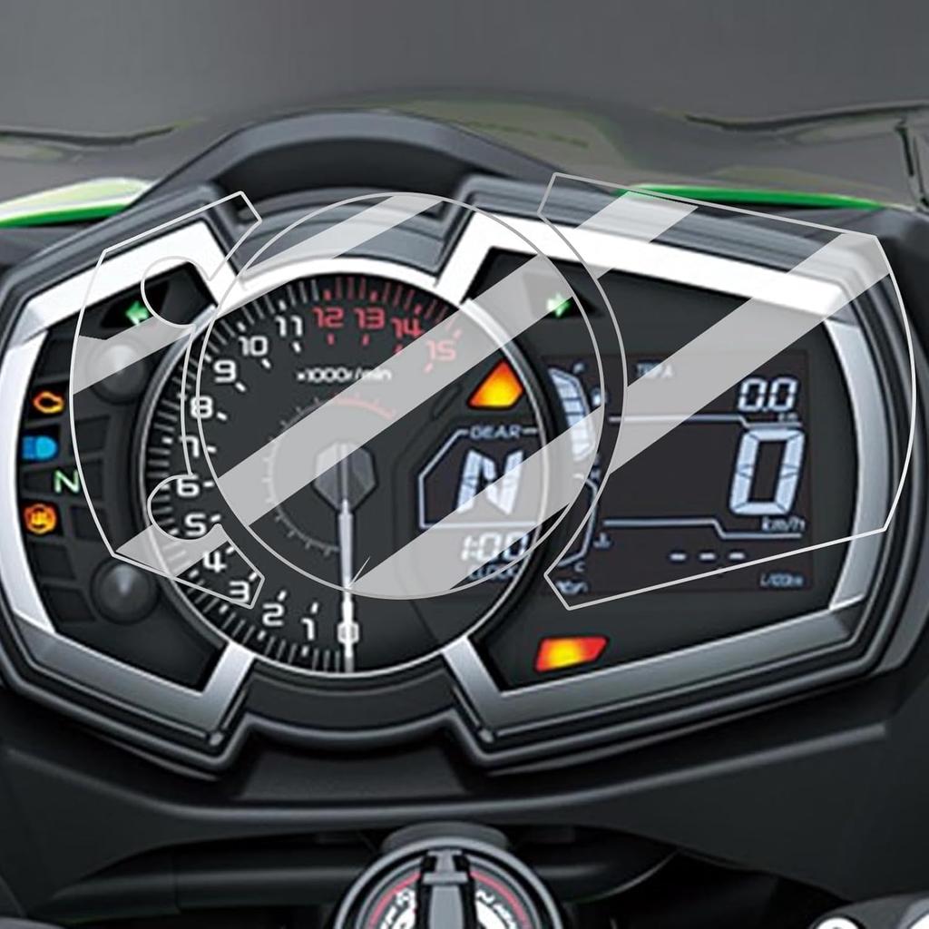 Motokano Пленка для приборной панели для Ninja 400 (2018-2024 гг.), Ниндзя 250 (2018-2024 гг.), ZX-6R (2019-2021), и Ninja 650 (2017-2019) - Защитная пленка для приборной панели, набор из 2 штук