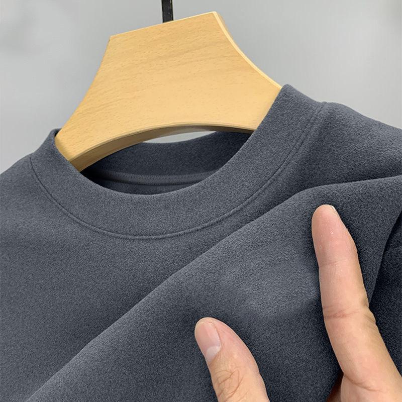 Мужская теплая водолазка из немецкого бархата с принтом и длинными рукавами для осени и зимы