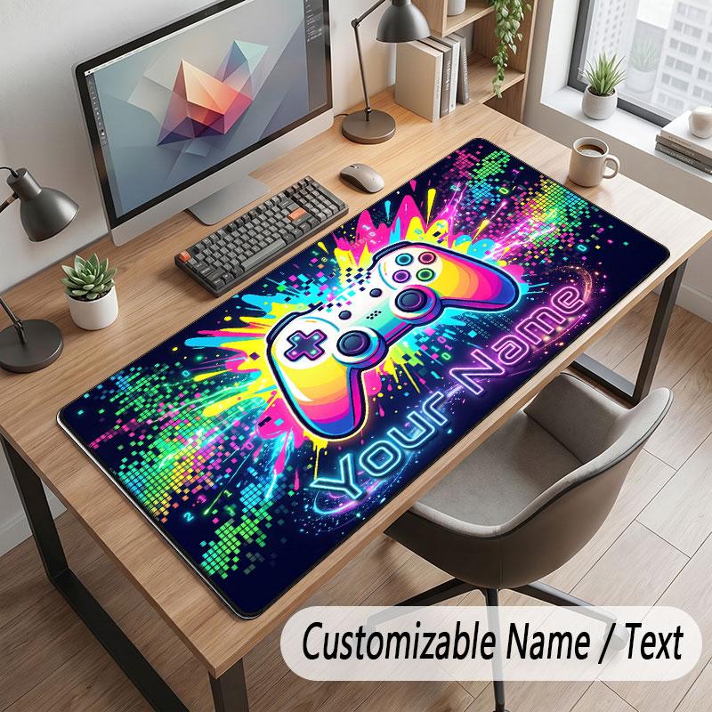 Game Controller Theme Customized Mouse Pad Personalized Print Name Text Desk Mat For Home Office Table Decor