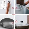 Cast Iron Wok, Uncoated Iron Pan, Cooking Pan for Home Use, Low Smoke, Round Bottom Frying Pan, Gas Stove Cookware, 30cm