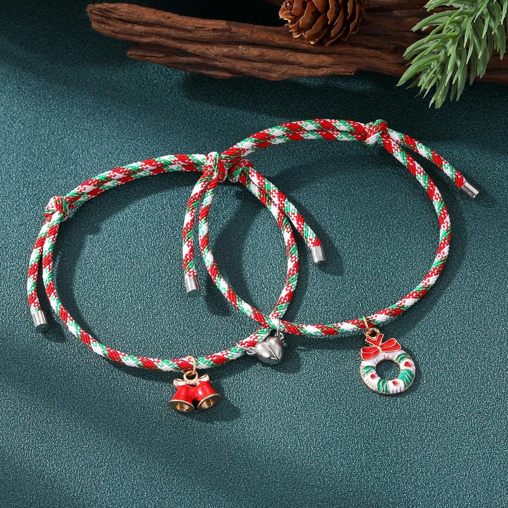 Новый Простой Зимний Модный Браслет Для Девочек Снеговик Пончик Подвеска Браслет Рождественский Колокольчик Браслет Из Двух Частей Костюм Санта-Клауса Элегантный Браслет