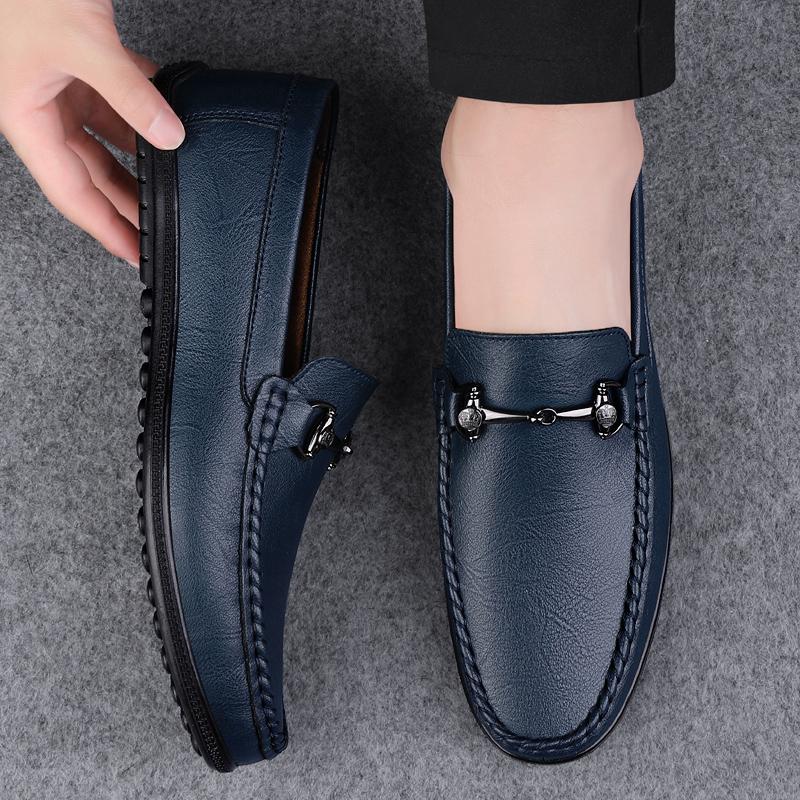 Мода 2025 Новые мужские лоферы из натуральной кожи Нескользящая офисная обувь Дышащие уличные слипоны Повседневная обувь Мужские модельные мокасины