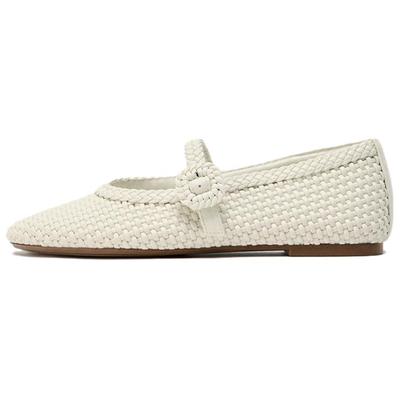 ПУ Винтаж Мода Элегантная Личность Трендовый Плетеный Эффект Ремешок с Пряжкой Балетки Женские Балетки Белые 13579510-38