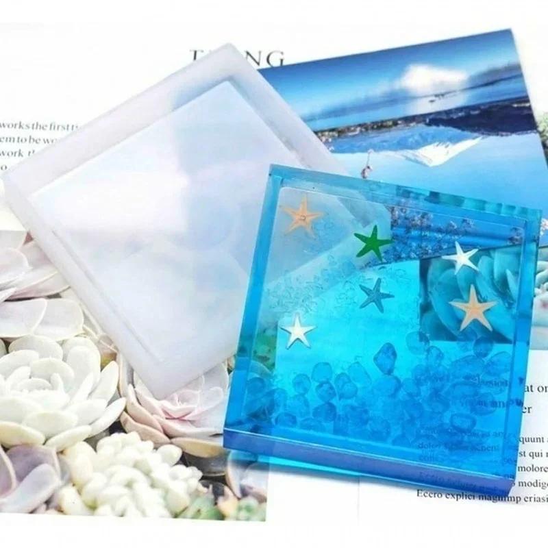 Новые 5 шт., силиконовые формы для подставок под стаканы ручной работы, шестиугольные квадратные формы для основания, квадратные формы для литья из эпоксидной смолы с ключевой зоной