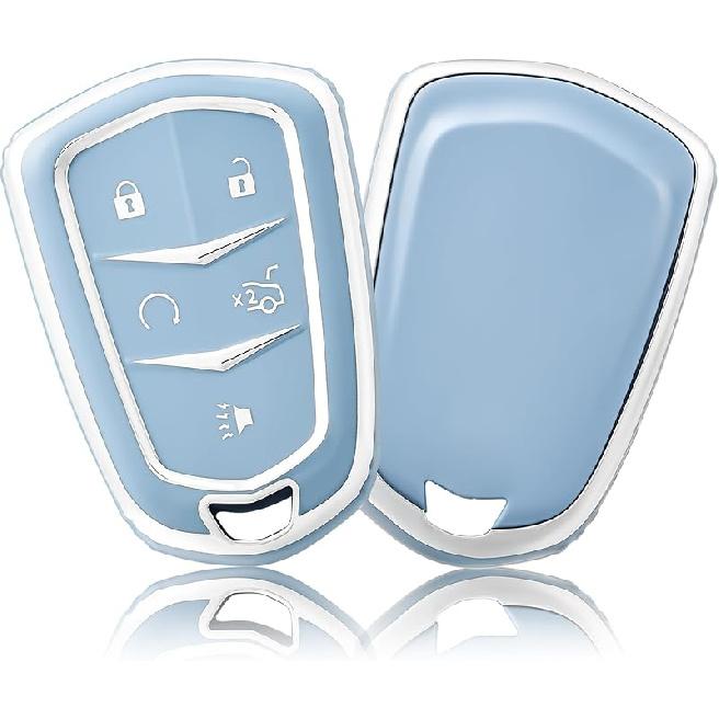 OFFCURVE for Cadillac Key Fob Cover, Premium Soft TPU Key Case Shell for Cadillac Escalade 2015-2019 CTS XTS ATS STS XT4 XT5 CT6 SRX Smart Key Holder