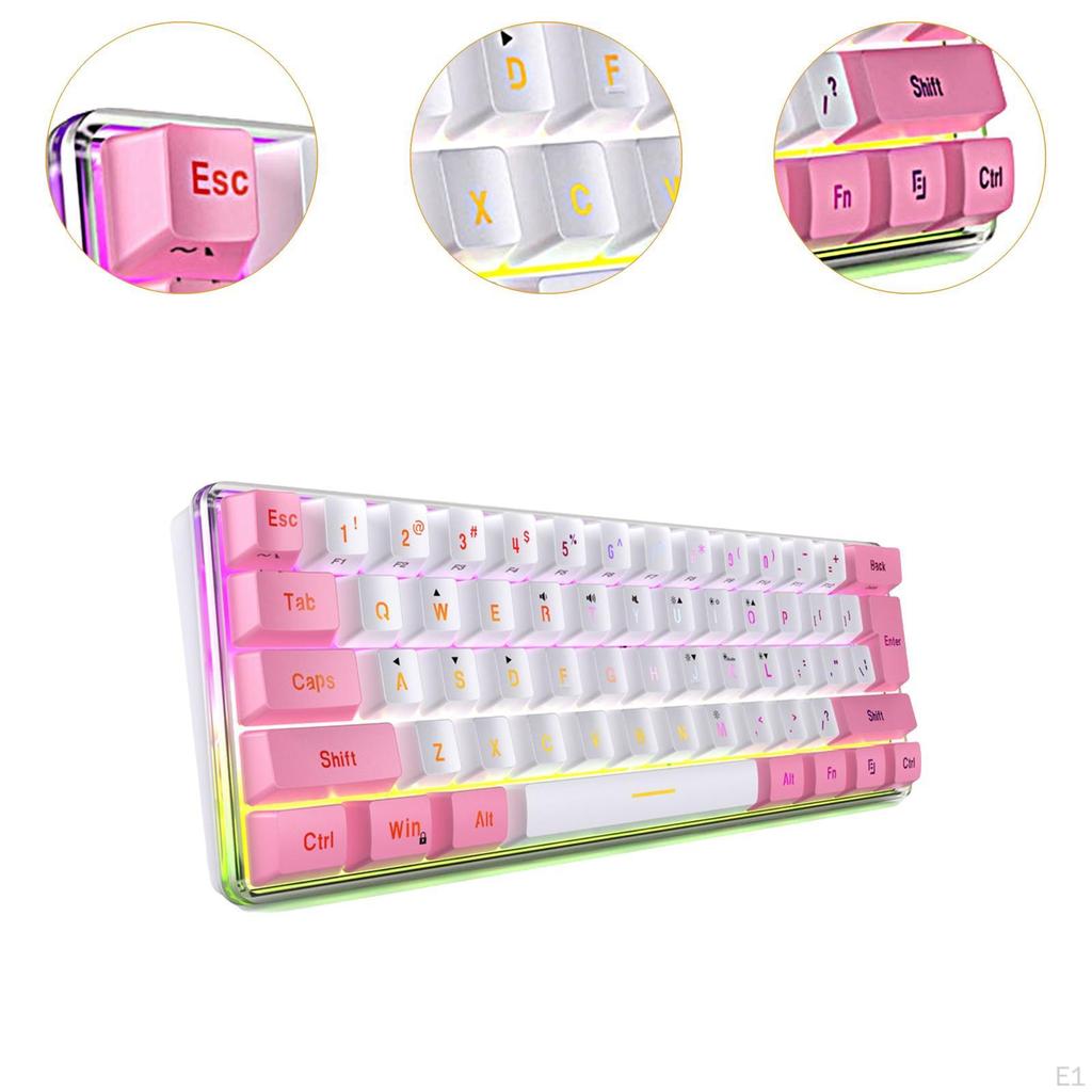 Wired Gaming Computer Keyboard, Color Keycaps, RGB Lighting, Compact for Typing, Gaming, Office,