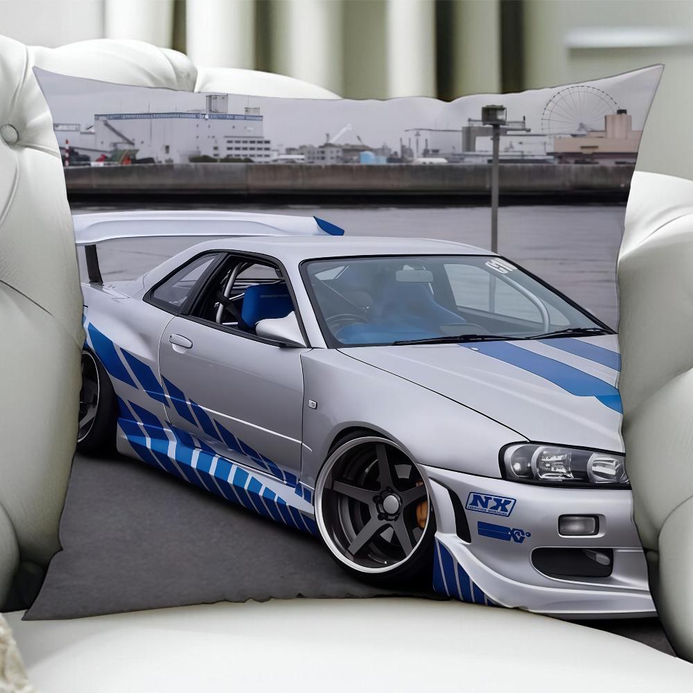 NNissanES GGGTRES Cool Car cushion cover Birthday Anniversary Gifts Double Sided Printed Zipper Cushion Cover