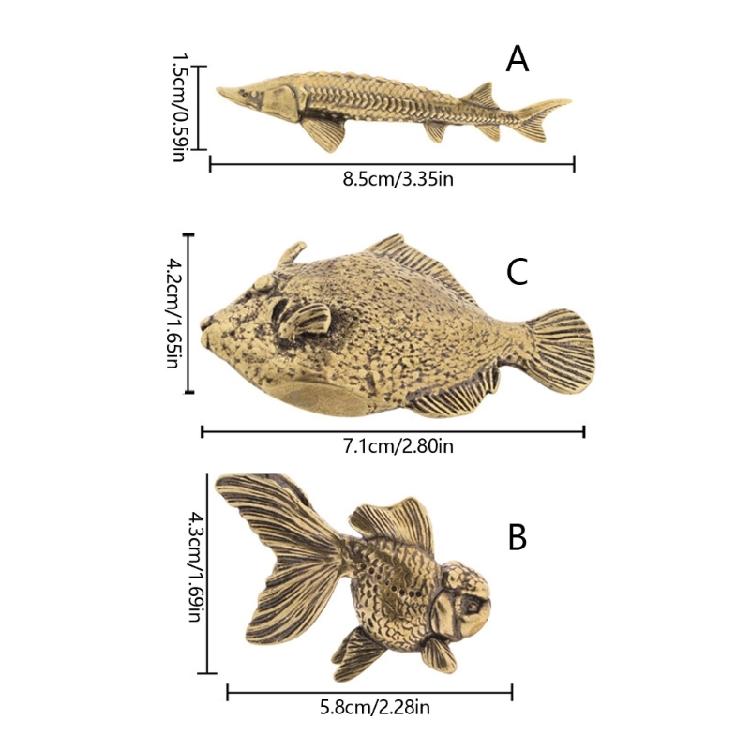 Металлическая миниатюрная фигурка осетра, антикварная скульптура животного, декоративное произведение искусства, украшение для полки, стола, для подарка