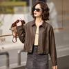 Женская повседневная кожаная куртка на весну 2025 года - Свободный, универсальный дизайн с лацканами ZH1163