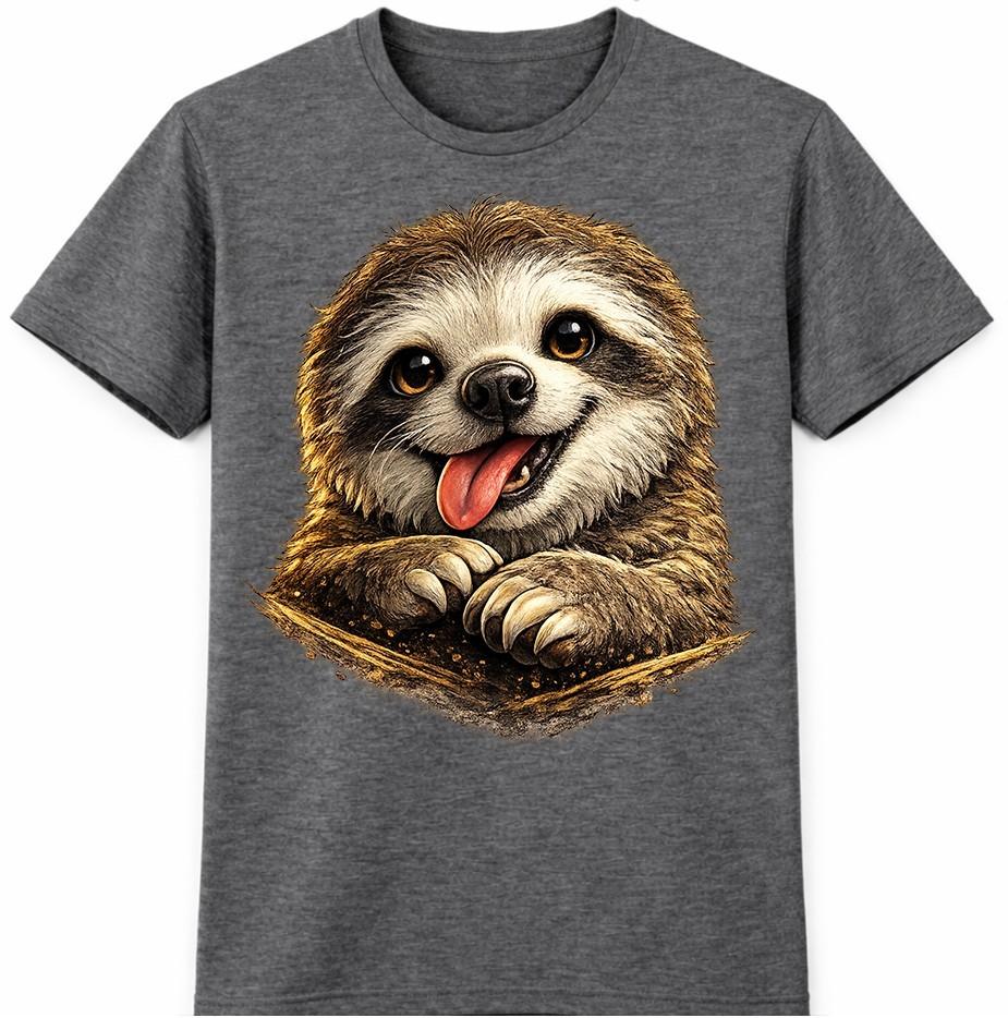 Sloth T Shirt Cute Smiling Animal Graphic Tee Lazy Lover Casual Outfit Top