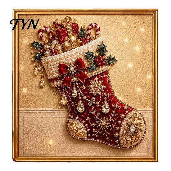 Artistic Faux Pearl Bead Kits Christmas Art Kit, Winter Scene DIY Painting Holiday Craft for Kids 3D Sparkling Animal Wall Kit Adults,