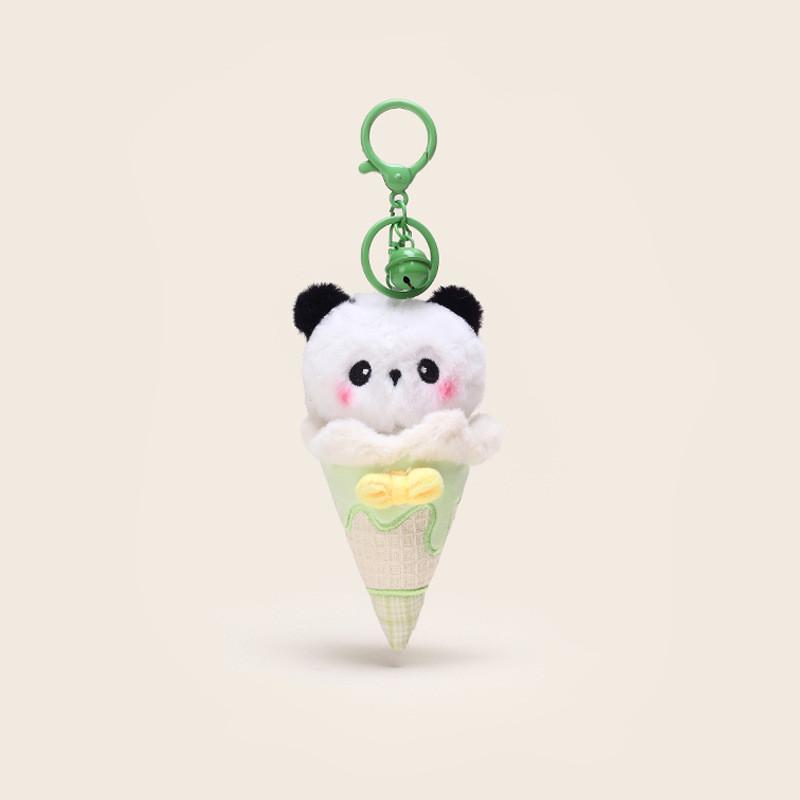 Colorful Ice Animal Cream Plush Keychain Featuring Adorable Fox Rabbit Otter Cat Bear And
