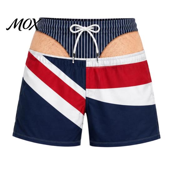 Funny Gift for Men Hairy Booty Shorts, Cheeky Swim Trunks, 3D Fun Flamingo Pattern Shorts Butt Print Beach Summer Vacation Pool Party Surfing Gear