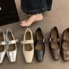 Coarse Heel Silver Mary Jane Shoes Women's Shoes Spring and Autumn 2025 New Light Mouth Word with French Evening Temperament Single Shoes