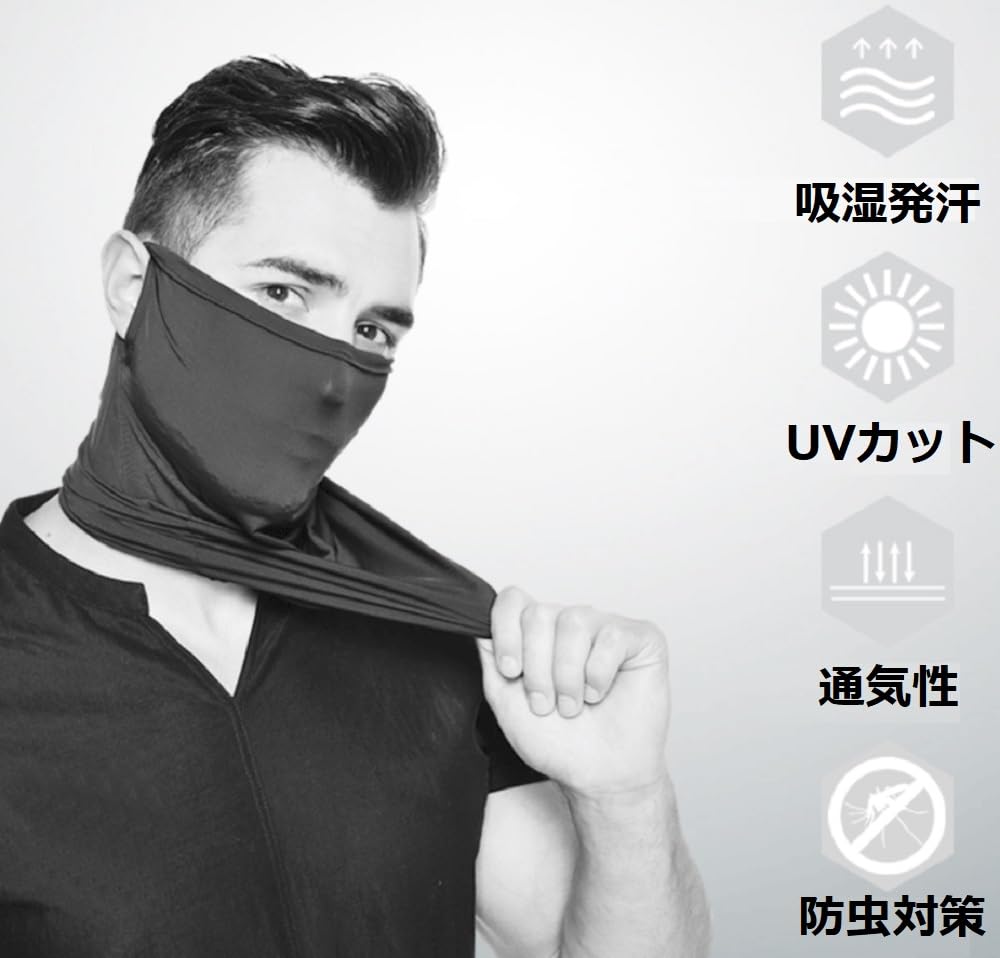 Мировая маска для лица и шеи для бриджа с УФ-защитой, с петлями для ушей, Защита, Тонкая, Ветрозащитная, Закрывающая, (черный)