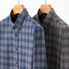 ROMON Men's Brushed Cotton Plaid Long-Sleeve Shirt