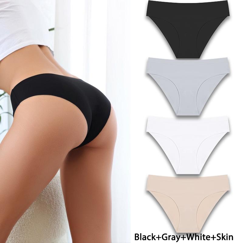 FINETOO 4 шт./компл. сексуальное женское нижнее белье с низкой талией бесшовное нижнее белье дышащие трусики-треугольники телесного цвета нижнее белье