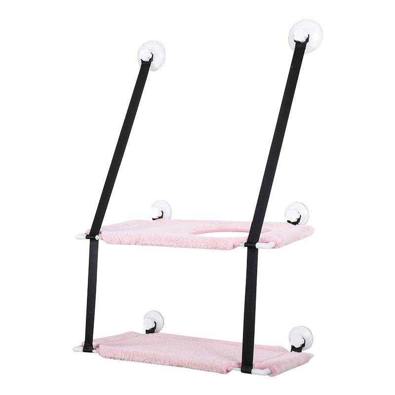 Window Suction Cat Hammock Space Saving Wall Mounted Pet Bed Double Layer Perch Sturdy Fabric Indoor Cat Lounger Easy Install Pet Resting Spot