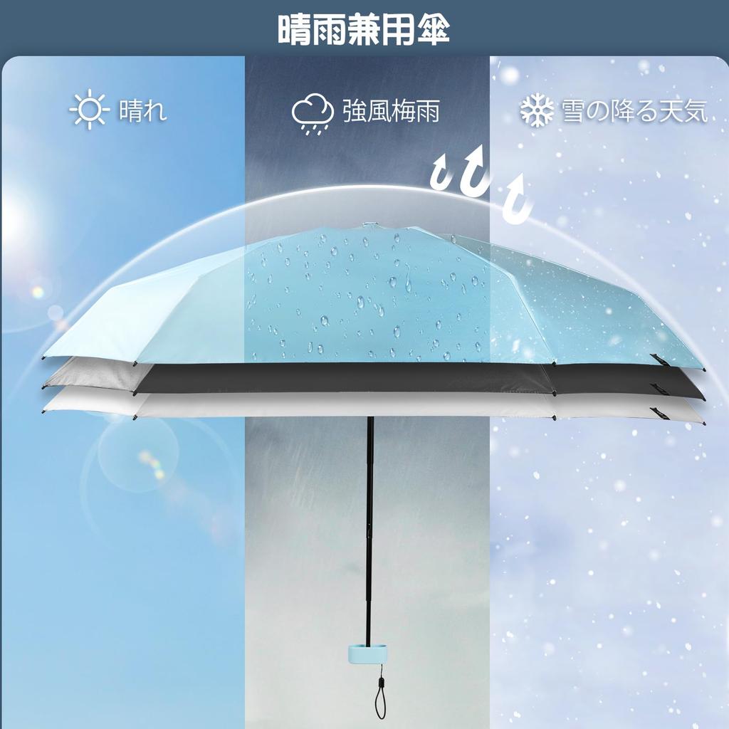 Folding UV Light Folding Folding Folding For Sunny and Rainy Complete Light Heat Windproof and Water Rainy Season 6 Folding Case Sky Blue Umbrella,