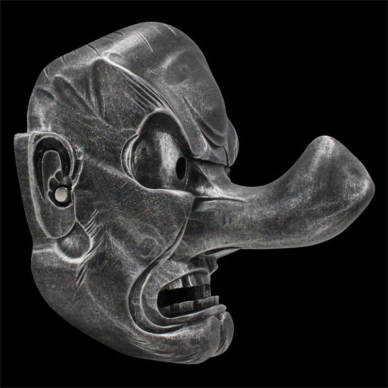 Exquisite Long-nosed Tengu Mask In Silver Copper And Red For Halloween And Cosplay