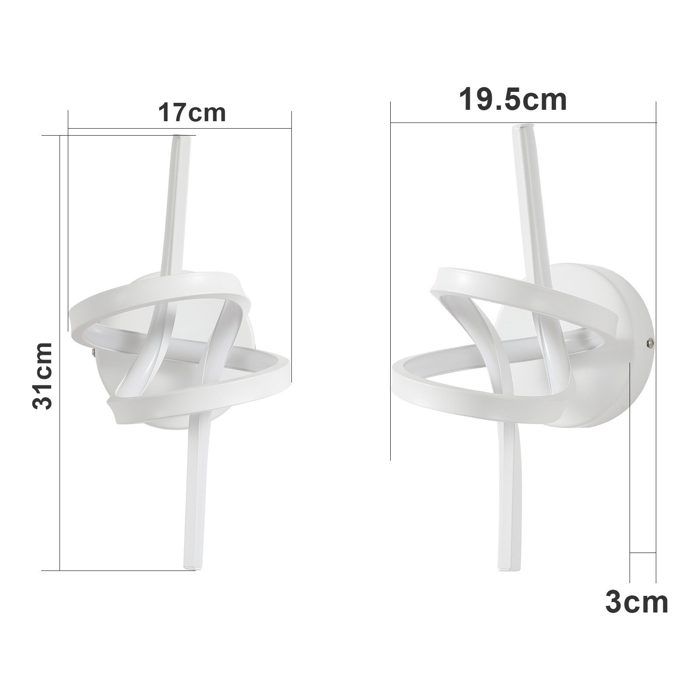 Applique murale LED - NETTLIFE - 7W - Design moderne - Blanc - Blanc chaud 3000K