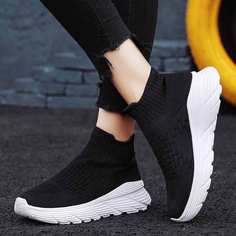 Spring/Autumn Men's/Women's Flying Knit Elastic Socks Shoes Breathable Ultra Light Fitness Outdoor Running Shoes