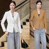 Женский приталенный белый блейзер - 2025 Осень/Зима Корейский стиль Профессиональная мода Повседневный пиджак