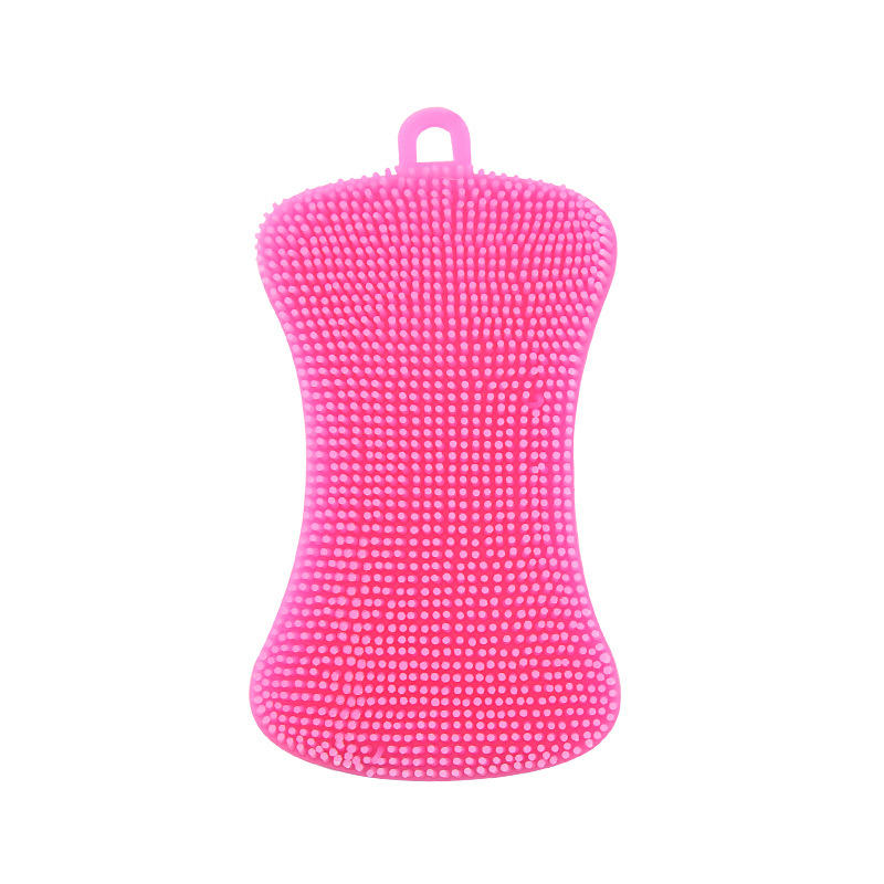 Double Sided Reusable Silicone Dishwashing Brush Flexible Soft Scrubber for Pots Pans Vegetables Fruit Cleaning Tool Sponge