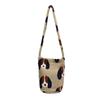 2025 Niche Designer Retro Leopard & Flower Cartoon Plush Messenger Bucket Bag