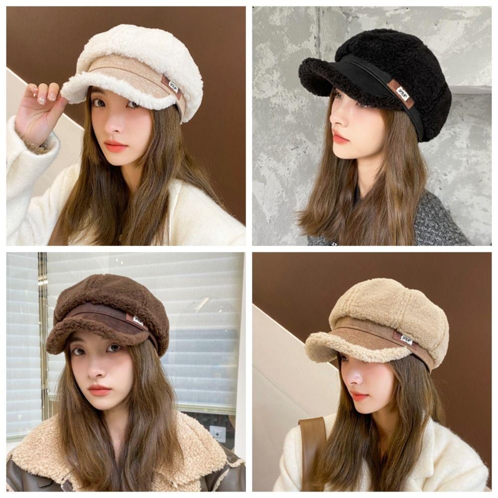 Утолщенная зимняя шапка художника, морозостойкая, плюшевая, восьмиугольная, модная, флисовая, кепка с козырьком для женщин