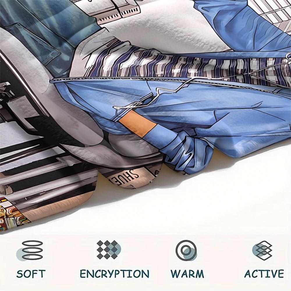 1PC Bakuman Print Flannel Blanket, High quality All Seasons, Home Decor, Warmth and Comfort, Perfect for Christmas Gifts