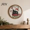 Holiday Gift Ideas Christmas Black Cat Wall Decor, Layered Wooden Hanging Sign, Round 2D Modern Home Art Flat Decoration for Living Room Bedroom