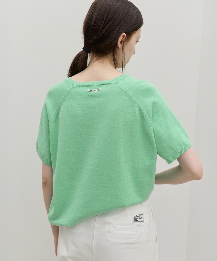 Вязаный джемпер Leuba Fresh Cotton с V-образным вырезом - Яблочно-зеленый
