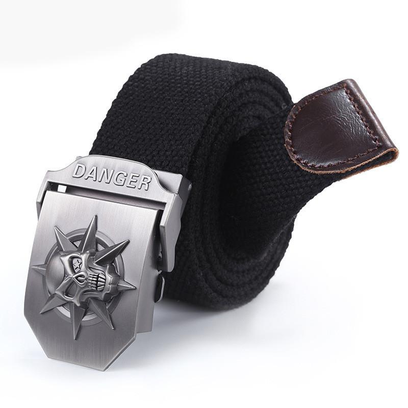 Premium Canvas Belt With Skull Buckle For Men And Women Adjustable 120cm