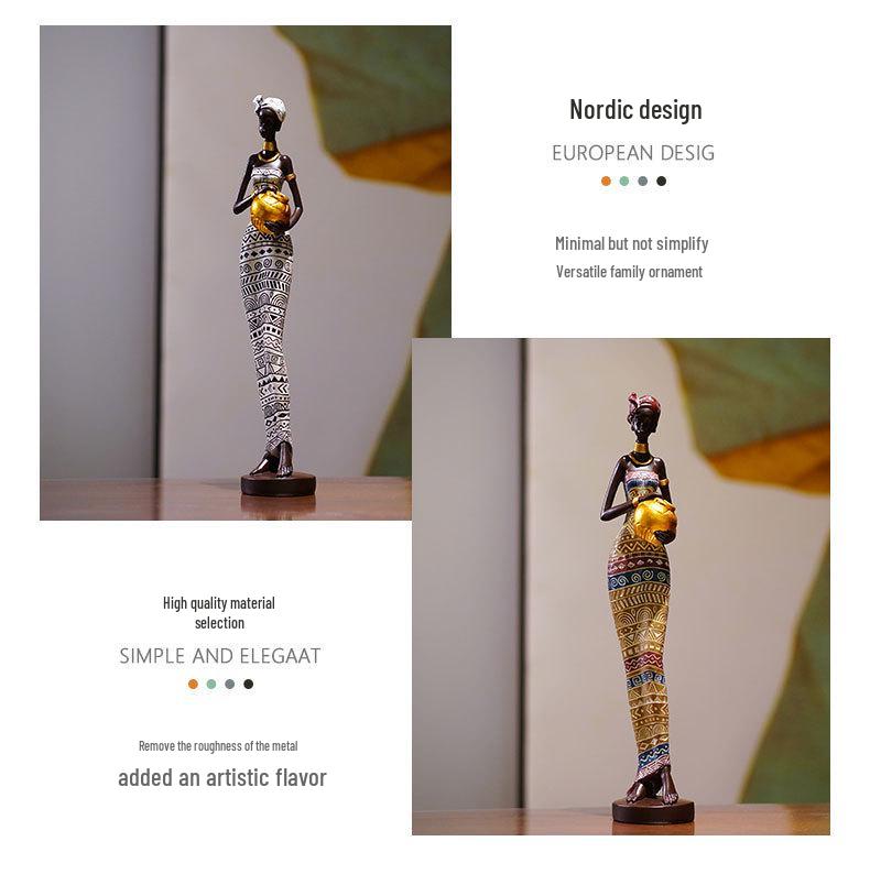 Африканское черное искусство смола фигурка: Креативный домашний декор для гостиной, прихожей или винного шкафа, тумба под телевизор