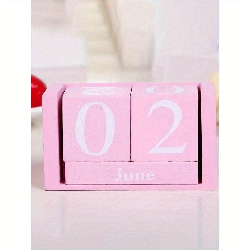 1pc Wooden Perpetual Calendar - Elegant Wooden Block Calendar With Daily Date Display, Suitable For Office, Study, Shop, Bar