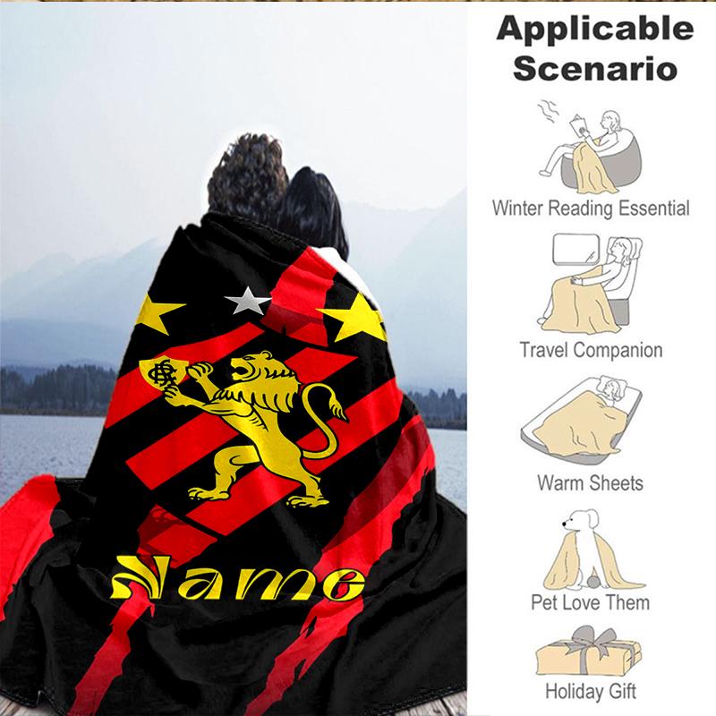 Custom Name Recife Lion Crest Emblem Blanket Lightweight Ideal Bedding Blanket Perfect for Travel, Camping, Living Rooms, Sofas, Christmas gift