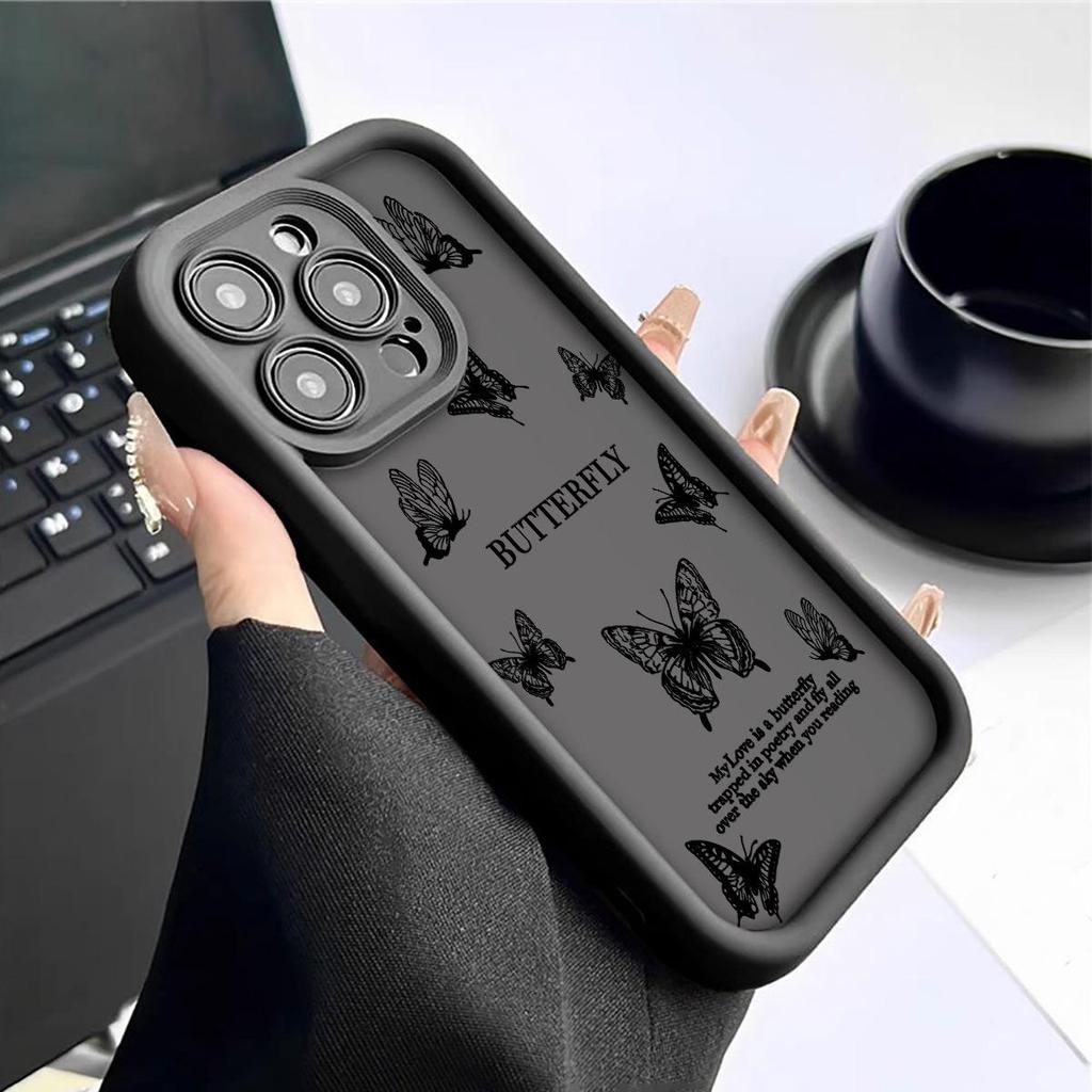 Black Butterfly Diamond Staircase iPhone 15/16/17 Protective Case