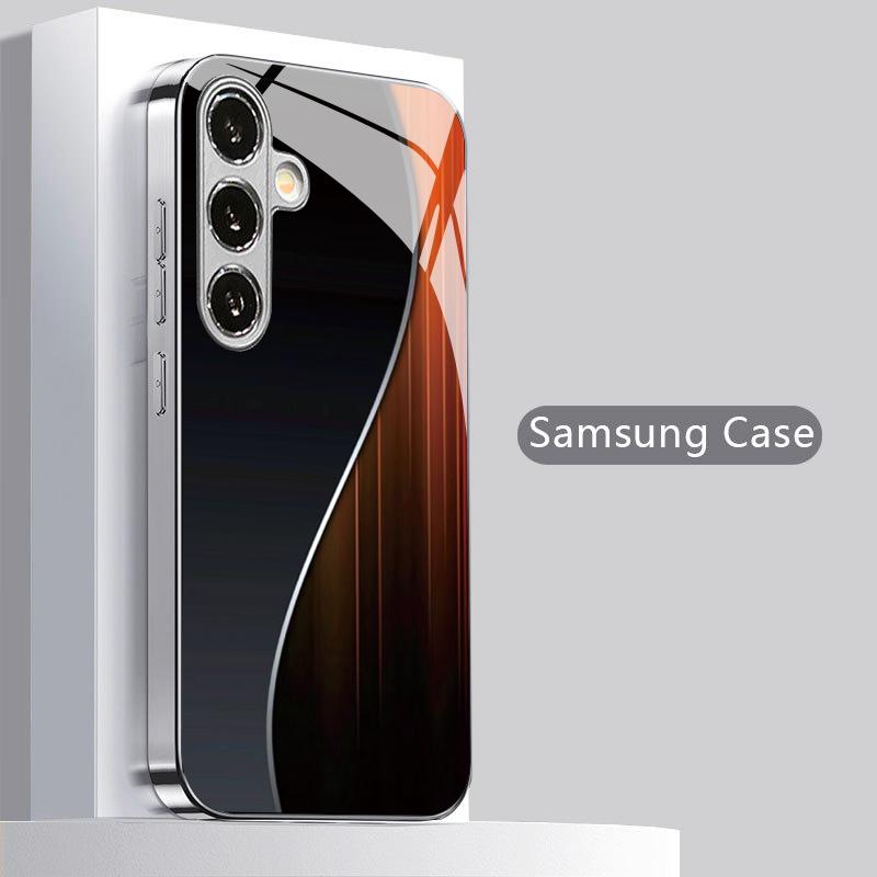 Коричневое дерево Изогнутый край Узор 2D Чехол для телефона для Samsung S26 S25 S24 S23 S22 S21 S20 A56 A36 A16 Гальванизированное стекло Защитный